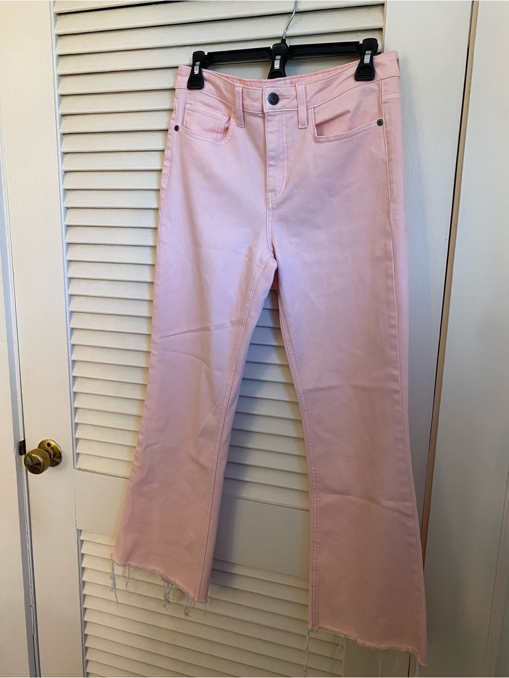 Harper Light Pink High Rise Kick Crop Raw-Hem Jeans - Picture 3 of 6